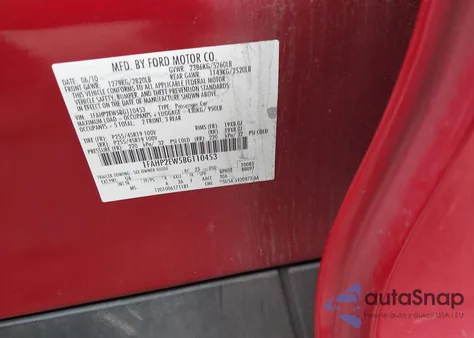 2011 Ford Taurus Sel из США, поврежденный, VIN 1FAHP2EW5BG110453